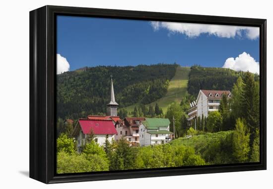 Romania, Maramures, Statiunea Borsa, Ski Resort, Spring, Village View-Walter Bibikow-Framed Premier Image Canvas