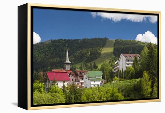 Romania, Maramures, Statiunea Borsa, Ski Resort, Spring, Village View-Walter Bibikow-Framed Premier Image Canvas