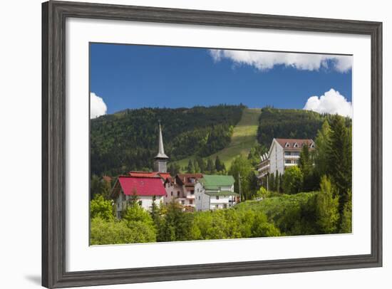 Romania, Maramures, Statiunea Borsa, Ski Resort, Spring, Village View-Walter Bibikow-Framed Photographic Print