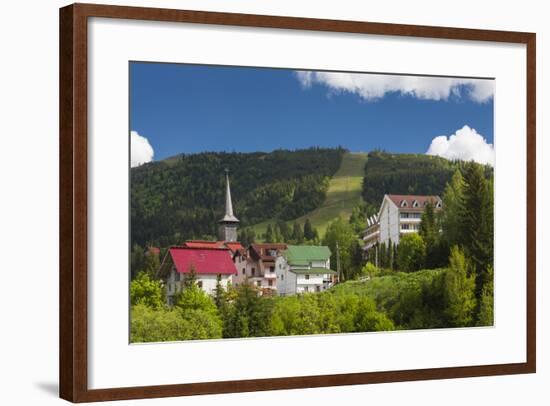 Romania, Maramures, Statiunea Borsa, Ski Resort, Spring, Village View-Walter Bibikow-Framed Photographic Print