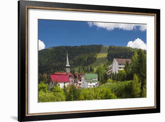 Romania, Maramures, Statiunea Borsa, Ski Resort, Spring, Village View-Walter Bibikow-Framed Photographic Print