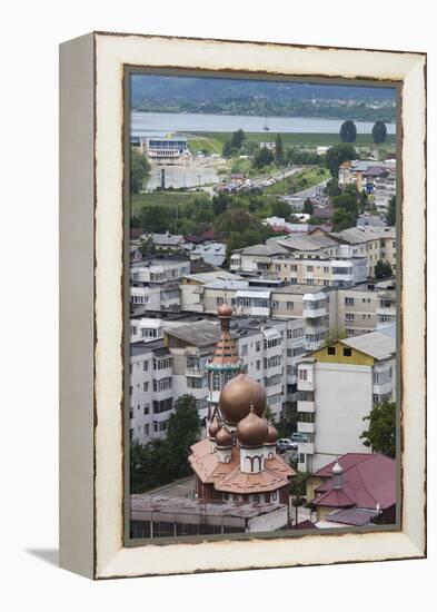 Romania, Moldavia, Piatra Neamt, View from the Mt. Cozla Telegondola-Walter Bibikow-Framed Premier Image Canvas