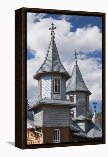 Romania, Rodna Mountains NP, Sesuri, Ski Resort, Town Orthodox Church-Walter Bibikow-Framed Premier Image Canvas