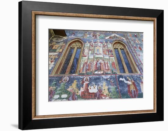 Romania, Sucevita, Sucevita Monastery, Exterior Religious Frescoes-Walter Bibikow-Framed Photographic Print