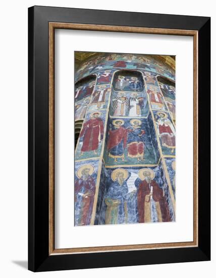 Romania, Sucevita, Sucevita Monastery, Exterior Religious Frescoes-Walter Bibikow-Framed Photographic Print