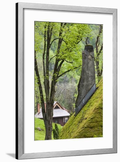 Romania, Transylvania, Bran, Bran Castle, Grass Covered Farm Buildings-Walter Bibikow-Framed Photographic Print