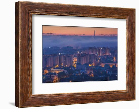 Romania, Transylvania, Brasov, Cet Brasov Thermal Energy Plant. Dawn-Walter Bibikow-Framed Photographic Print