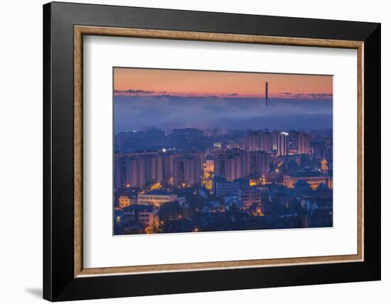 Romania, Transylvania, Brasov, Cet Brasov Thermal Energy Plant. Dawn-Walter Bibikow-Framed Photographic Print