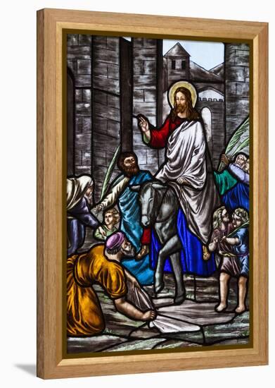 Romania, Transylvania, Greco-Catholic Cathedral, Stained Glass Window-Walter Bibikow-Framed Premier Image Canvas