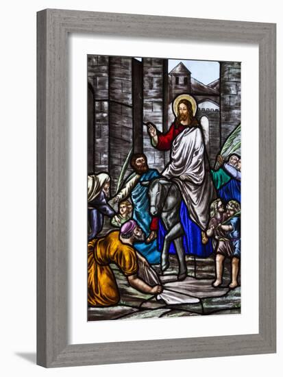 Romania, Transylvania, Greco-Catholic Cathedral, Stained Glass Window-Walter Bibikow-Framed Premium Photographic Print