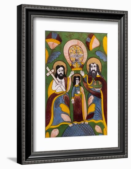 Romania, Transylvania, Sibiel, Religious Icons, Glass Icon Detail-Walter Bibikow-Framed Photographic Print