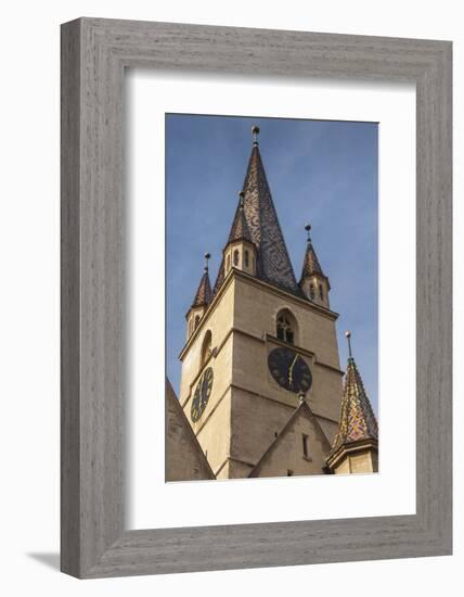 Romania, Transylvania, Sibiu, Piata Huet Square, Evangelical Church-Walter Bibikow-Framed Photographic Print