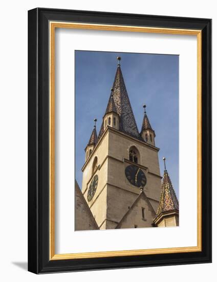 Romania, Transylvania, Sibiu, Piata Huet Square, Evangelical Church-Walter Bibikow-Framed Photographic Print