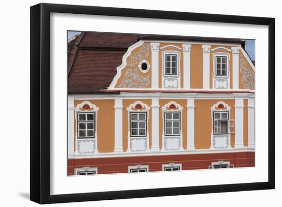 Romania, Transylvania, Sibiu, Piata Mare Square, Building Detail-Walter Bibikow-Framed Photographic Print