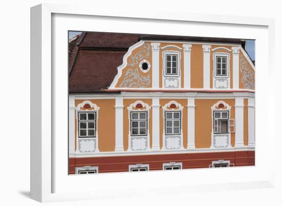 Romania, Transylvania, Sibiu, Piata Mare Square, Building Detail-Walter Bibikow-Framed Photographic Print