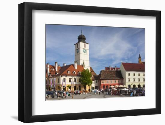 Romania, Transylvania, Sibiu, Piata Mica Square and Council Tower-Walter Bibikow-Framed Photographic Print