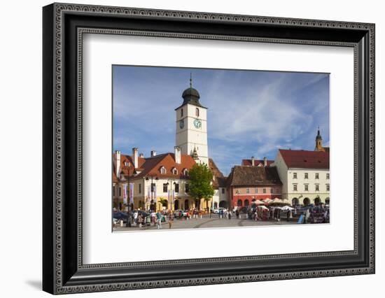 Romania, Transylvania, Sibiu, Piata Mica Square and Council Tower-Walter Bibikow-Framed Photographic Print