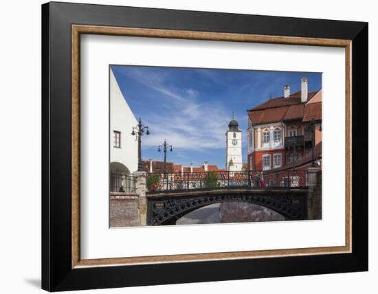 Romania, Transylvania, Sibiu, Piata Mica Square and Iron Bridge-Walter Bibikow-Framed Photographic Print