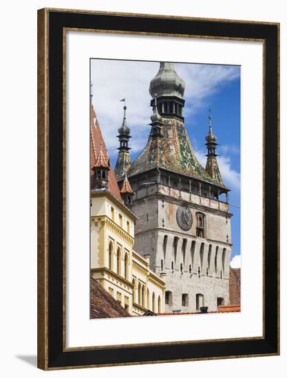 Romania, Transylvania, Sighisoara, Clock Tower, Built in 1280, Daytime-Walter Bibikow-Framed Photographic Print