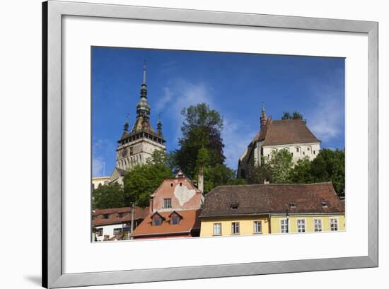 Romania, Transylvania, Sighisoara, Clock Tower, Built in 1280, Morning-Walter Bibikow-Framed Photographic Print