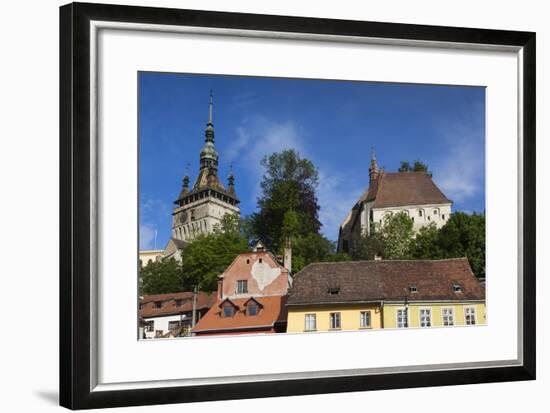 Romania, Transylvania, Sighisoara, Clock Tower, Built in 1280, Morning-Walter Bibikow-Framed Photographic Print