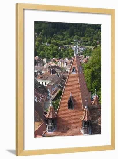 Romania, Transylvania, Sighisoara, Elevated City View from Clock Tower-Walter Bibikow-Framed Photographic Print