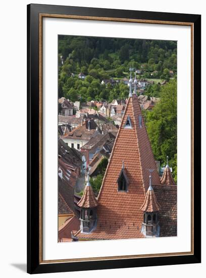 Romania, Transylvania, Sighisoara, Elevated City View from Clock Tower-Walter Bibikow-Framed Photographic Print