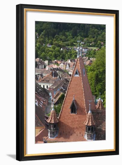 Romania, Transylvania, Sighisoara, Elevated City View from Clock Tower-Walter Bibikow-Framed Photographic Print