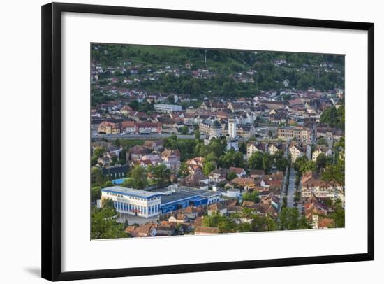 Romania, Transylvania, Sighisoara, Elevated Town View, Dawn-Walter Bibikow-Framed Photographic Print