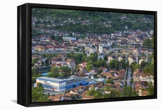 Romania, Transylvania, Sighisoara, Elevated Town View, Dawn-Walter Bibikow-Framed Premier Image Canvas