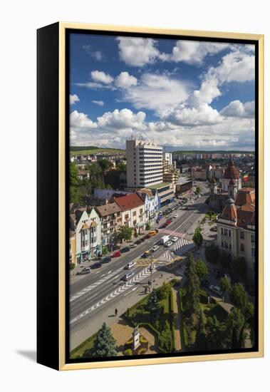 Romania, Transylvania, Targu Mures, View Toward Piata Victoriei Square-Walter Bibikow-Framed Premier Image Canvas