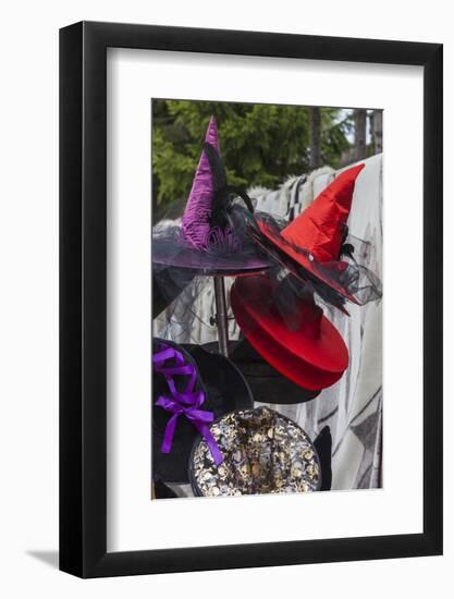 Romania, Transylvania, Tihuta Pass, Souvenir Market, Witch Hats-Walter Bibikow-Framed Photographic Print