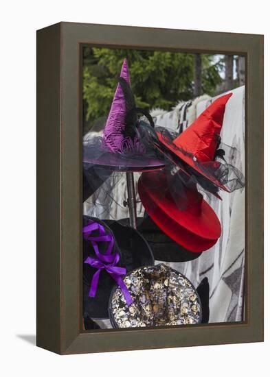 Romania, Transylvania, Tihuta Pass, Souvenir Market, Witch Hats-Walter Bibikow-Framed Premier Image Canvas