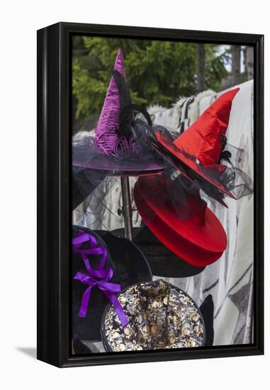 Romania, Transylvania, Tihuta Pass, Souvenir Market, Witch Hats-Walter Bibikow-Framed Premier Image Canvas