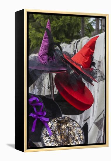 Romania, Transylvania, Tihuta Pass, Souvenir Market, Witch Hats-Walter Bibikow-Framed Premier Image Canvas