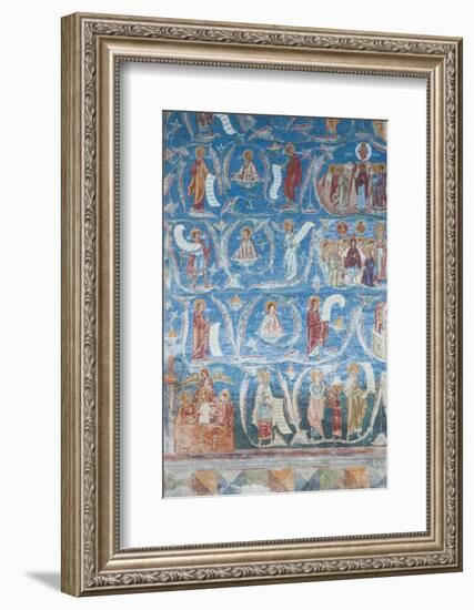 Romania, Voronet, Voronet Monastery, Frescoes Done in Voronet Blue-Walter Bibikow-Framed Photographic Print