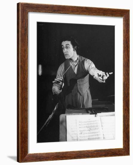 Romanian Conductor Sergiu Celibidache Working with the Berlin Philharmonic-William Vandivert-Framed Premium Photographic Print