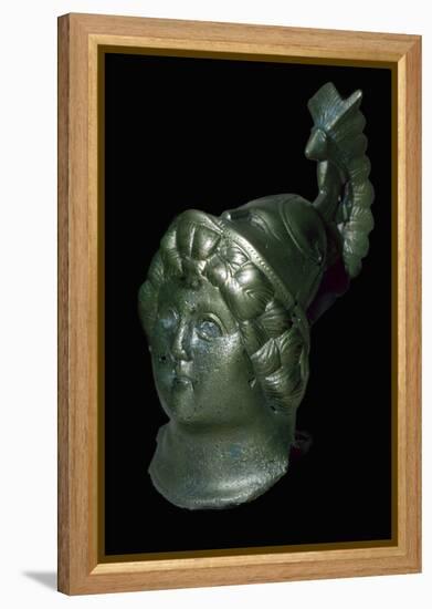 Romano-British copper alloy head of Minerva with Corinthian helmet. Artist: Unknown-Unknown-Framed Premier Image Canvas