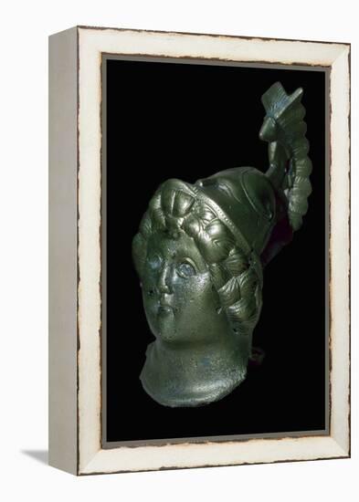 Romano-British copper alloy head of Minerva with Corinthian helmet. Artist: Unknown-Unknown-Framed Premier Image Canvas