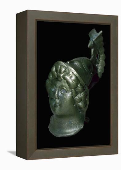 Romano-British copper alloy head of Minerva with Corinthian helmet. Artist: Unknown-Unknown-Framed Premier Image Canvas