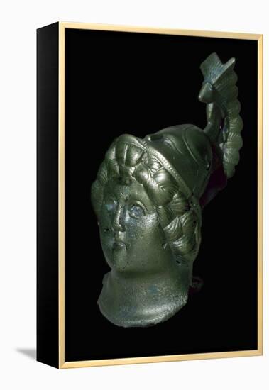 Romano-British copper alloy head of Minerva with Corinthian helmet. Artist: Unknown-Unknown-Framed Premier Image Canvas