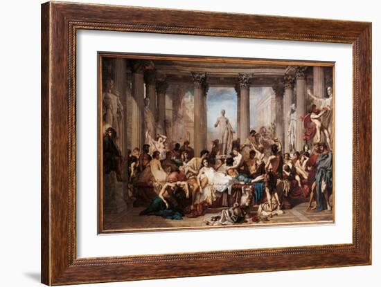 Romans of the Decadence, by Thomas Couture,-Thomas Couture-Framed Art Print