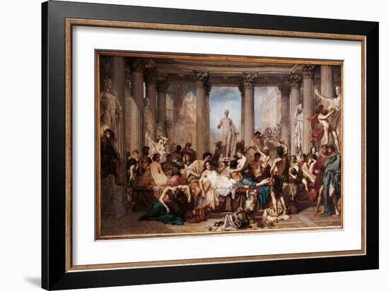 Romans of the Decadence, by Thomas Couture,-Thomas Couture-Framed Art Print