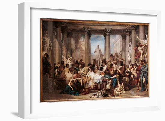 Romans of the Decadence, by Thomas Couture,-Thomas Couture-Framed Art Print