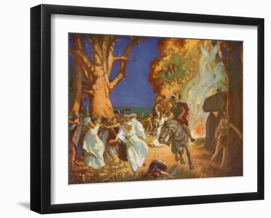 Romans Under Governor Suetonius Paulinus Massacre Druids in Anglesey-M. Dovaston-Framed Art Print