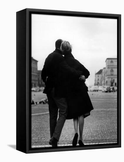 Romantic Couple Walking on the Odeonsplatz-Walter Sanders-Framed Premier Image Canvas