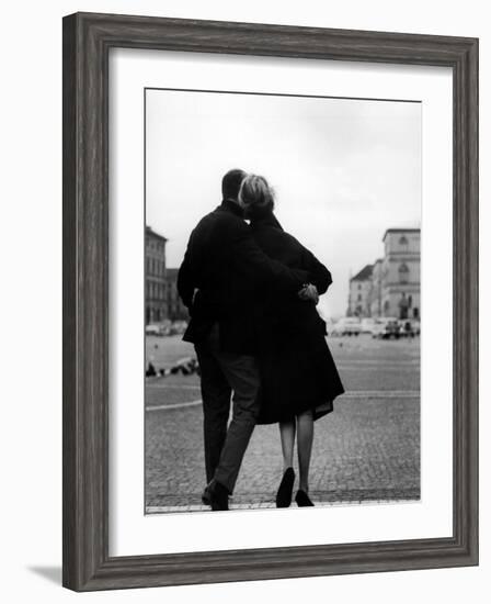 Romantic Couple Walking on the Odeonsplatz-Walter Sanders-Framed Photographic Print