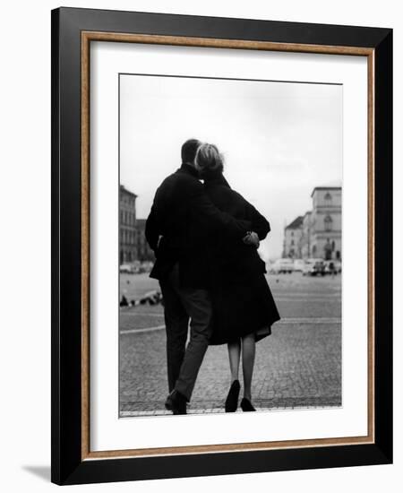 Romantic Couple Walking on the Odeonsplatz-Walter Sanders-Framed Photographic Print