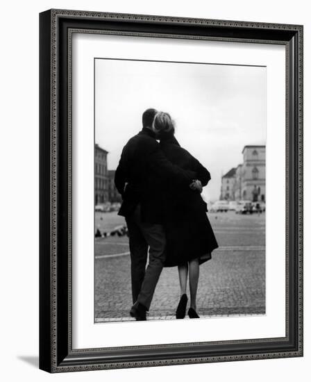 Romantic Couple Walking on the Odeonsplatz-Walter Sanders-Framed Photographic Print