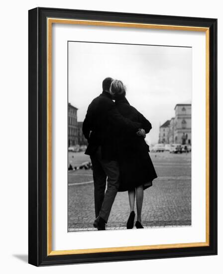 Romantic Couple Walking on the Odeonsplatz-Walter Sanders-Framed Photographic Print